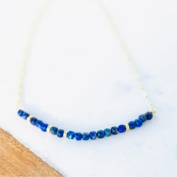 Beautiful Sunstone Gemstone Beaded Necklace Gold paperclip Chain WATERPROOF - Picture 12 of 12